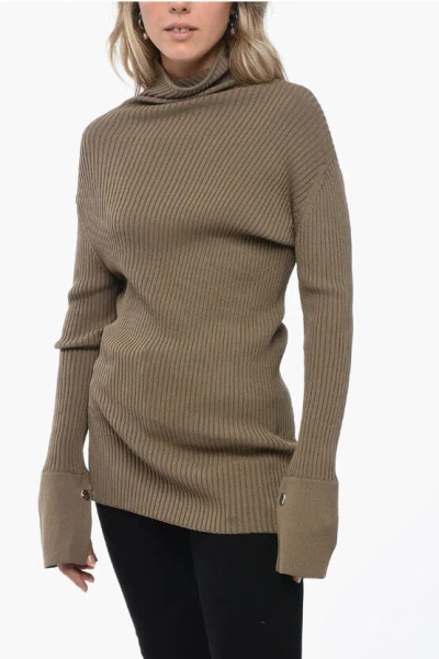 Eudon Choi Assimetric Ribbed Sweater In Green