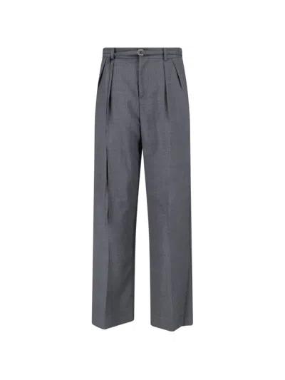 Eudon Choi Belted Pleated Trousers In Blue