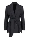 Eudon Choi Wool And Cashmere Double Breasted Blazer With Flap Pockets In Black