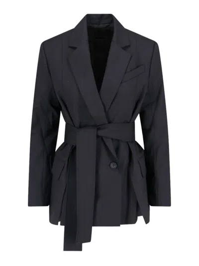 EUDON CHOI BLACK DOUBLE-BREASTED BLAZER