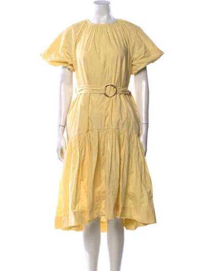 Pre-owned Eudon Choi Crew Neck Midi Length Dress In Yellow