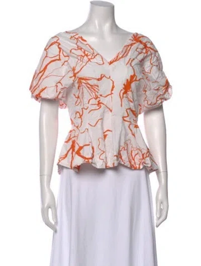 Pre-owned Eudon Choi Floral Print V-neck Blouse In Pink