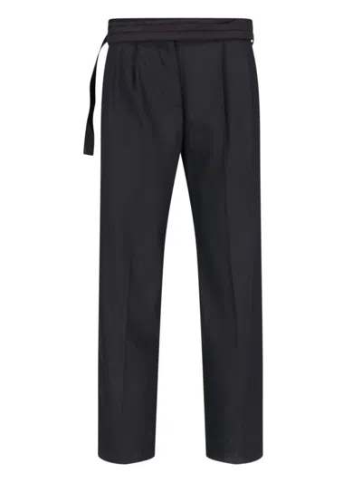 Eudon Choi "leslie" Straight Trousers In Black Virgin Wool