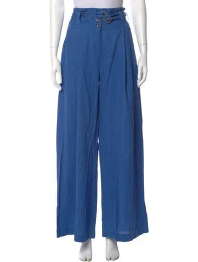 Pre-owned Eudon Choi Linen Wide Leg Pants In Blue
