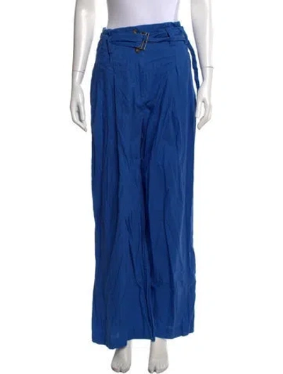 Pre-owned Eudon Choi Linen Wide Leg Pants In Blue