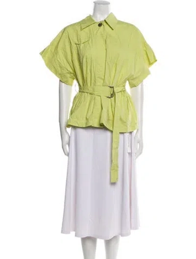 Pre-owned Eudon Choi Short Sleeve Button-up Top In Green