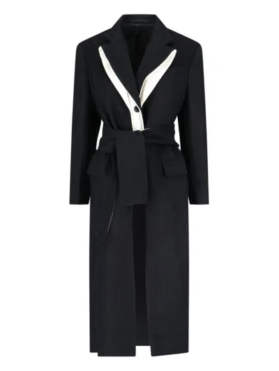 EUDON CHOI SINGLE-BREASTED MIDI COAT IN BLACK