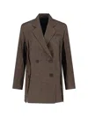 Eudon Choi Structured Tailored Brown Jacket With Classic Silhouette In Brown