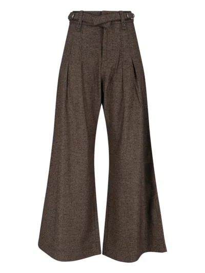 EUDON CHOI TAILORED BROWN TROUSERS WITH STRUCTURED SILHOUETTE