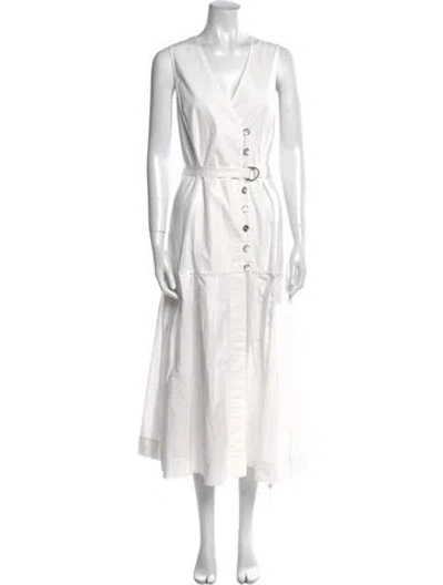 Pre-owned Eudon Choi V-neck Long Dress In White