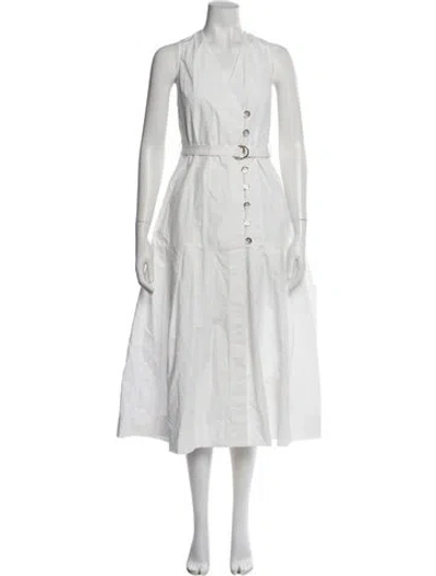 Pre-owned Eudon Choi V-neck Long Dress In White