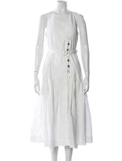 Pre-owned Eudon Choi V-neck Long Dress In White