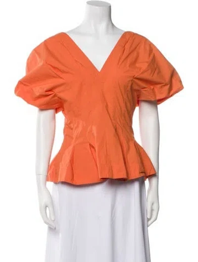 Pre-owned Eudon Choi V-neck Short Sleeve Blouse In Orange