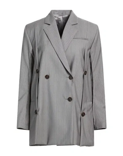 Eudon Choi Woman Blazer Grey Size 8 Virgin Wool In Animal Print