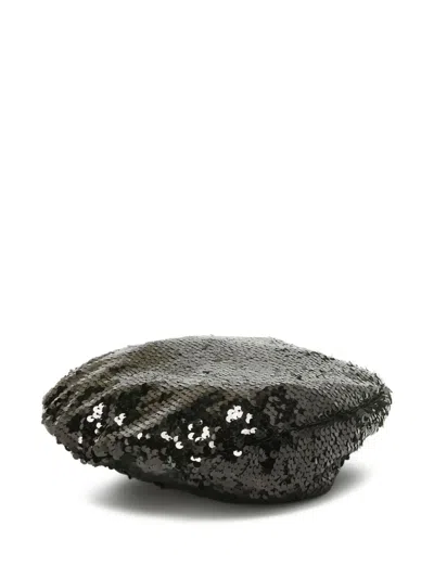 Pre-owned Eugen Dick Sequined Beret Cap In Black