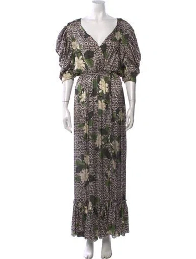 Pre-owned Eugenia Fernández Floral Print Long Dress In Multi