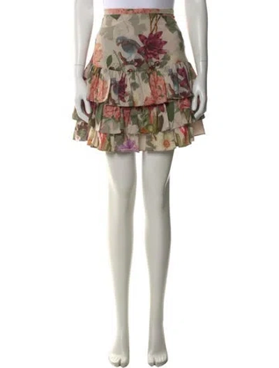 Pre-owned Eugenia Fernández Floral Print Mini Skirt In Brown
