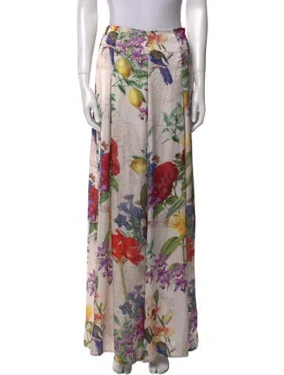 Pre-owned Eugenia Fernández Floral Print Wide Leg Pants In Multi