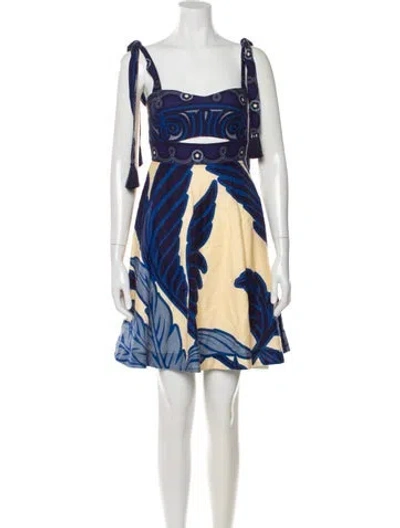 Pre-owned Eugenia Fernández Linen Mini Dress In Blue