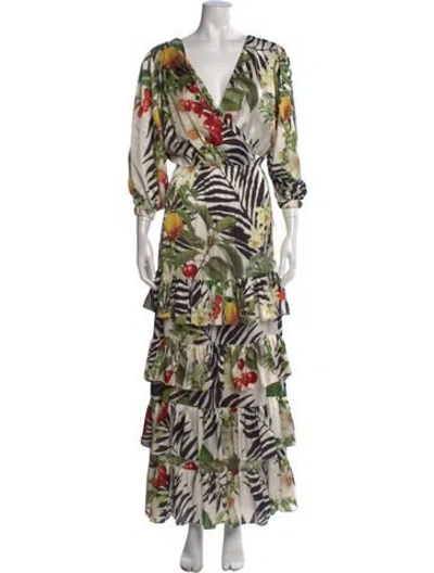 Pre-owned Eugenia Fernández Printed Long Dress In Multi