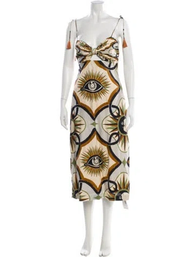 Pre-owned Eugenia Fernández Printed Long Dress In Neutral