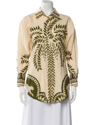 Pre-owned Eugenia Fernández Printed Long Sleeve Button-up Top In Multi