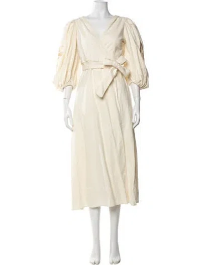 Pre-owned Eugenia Fernández Printed Midi Length Dress In Neutral