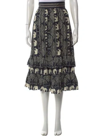 Pre-owned Eugenia Fernández Printed Midi Length Skirt In Multi