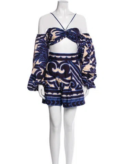 Pre-owned Eugenia Fernández Printed Short Set In Blue