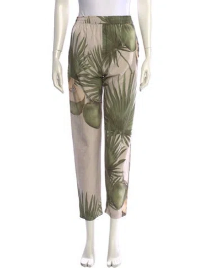 Pre-owned Eugenia Fernández Printed Straight Leg Pants In Green