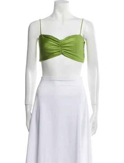 Pre-owned Eugenia Fernández Square Neckline Sleeveless Crop Top In Green