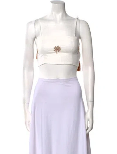 Pre-owned Eugenia Fernández Square Neckline Sleeveless Crop Top W/ Tags In White