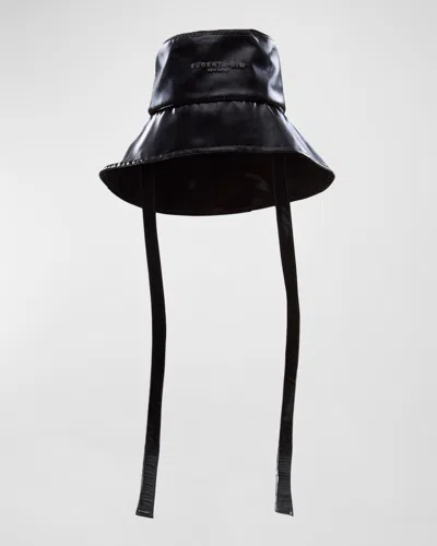 Eugenia Kim Ally Faux Patent Leather Bucket Hat In Black
