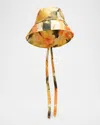 Eugenia Kim Ally Floral-print Packable Asymmetric Bucket Hat In Orange