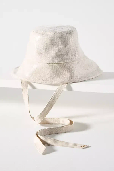 Eugenia Kim Ally Linen Tie Bucket Hat In White