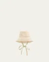 Eugenia Kim Ally Sharkskin Packable Asymmetric Bucket Hat In Beige