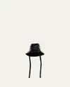 Eugenia Kim Ally Sharkskin Packable Asymmetric Bucket Hat In Black