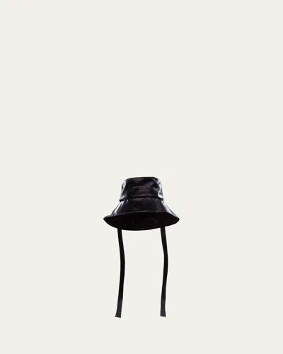 Eugenia Kim Ally Sharkskin Packable Asymmetric Bucket Hat In Black