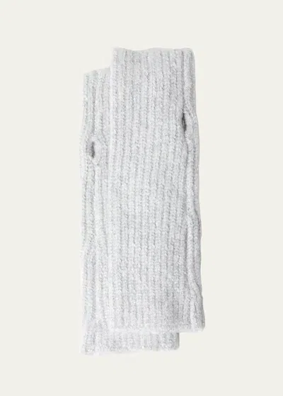 Eugenia Kim Amalia Sequin Ribbed Wool-blend Gloves In Gray Silver