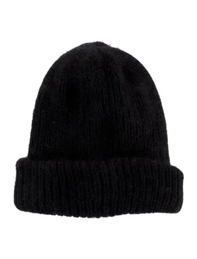 Pre-owned Eugenia Kim Angora-blend Rib Knit Beanie W/tags In Black