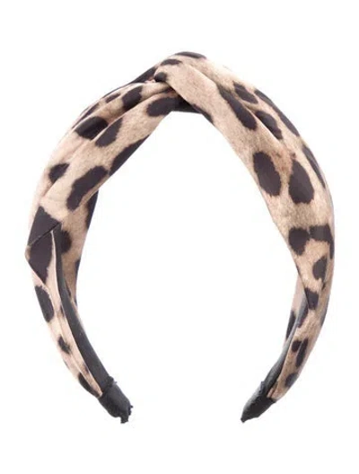 Pre-owned Eugenia Kim Animal Print Satin Headband W/tags In Black