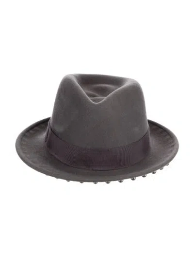 Pre-owned Eugenia Kim Beaded Accent Fedora In Grey
