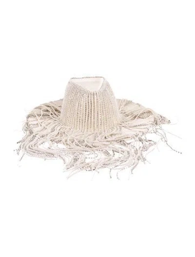 Pre-owned Eugenia Kim Beaded Fedora Hat W/tags In Neutral