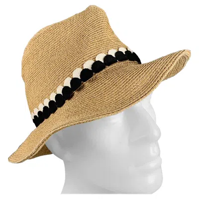 Pre-owned Eugenia Kim Beige Natural Woven Toyo Paper Cotton Hat In Brown