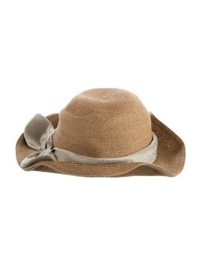 Pre-owned Eugenia Kim Beige Whipstitched Trim Fedora Hat In Neutral
