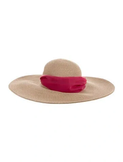 Pre-owned Eugenia Kim Beige Wide Brim Pink Silk Felt Sash Tie  W/tags In Neutral