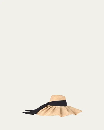 Eugenia Kim Bella Raffia Sun Hat With Chiffon Scarf In Orange