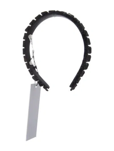 Pre-owned Eugenia Kim Black Glitter Pleated Accordion Style  Headband  W/tags