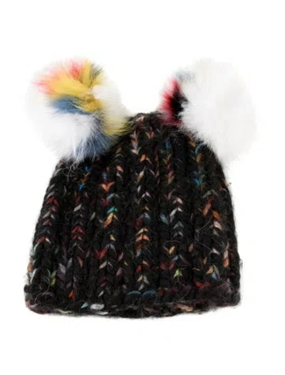 Pre-owned Eugenia Kim Black Pattern Printed Crochet Beanie  W/tags