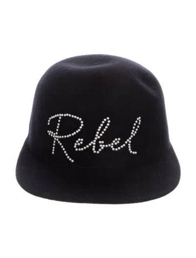 Pre-owned Eugenia Kim Black Studded Hat W/tags